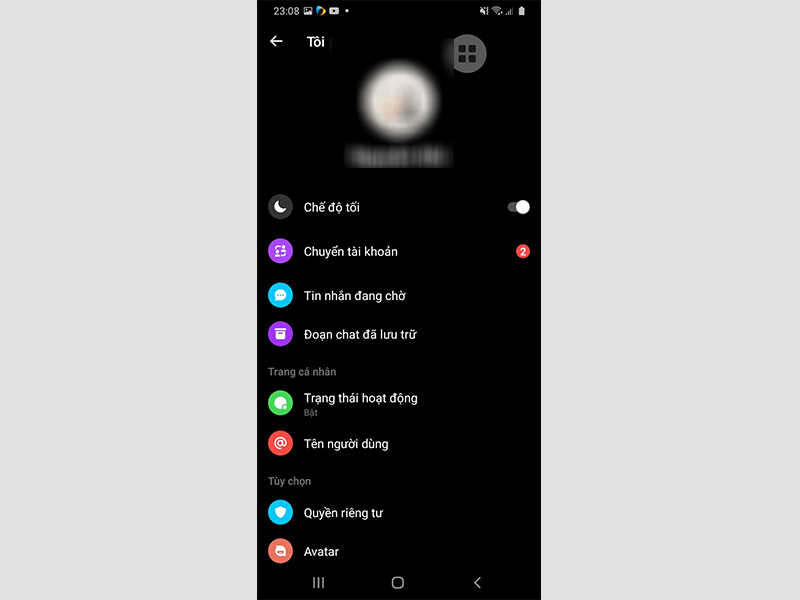 Minh họa về Dark Mode trên Android